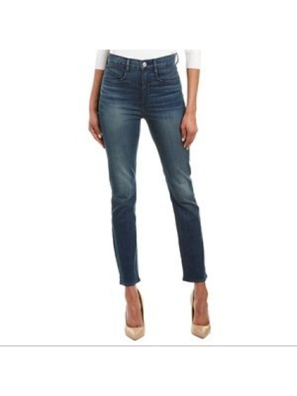 3X1 NYC  High Waisted 5 Pocket Zip Up Raw Hem Jeans Size 24